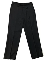 Zanella Black "TODD" Flat Front Luxury Virgin Wool Pants Trousers 33 x 31