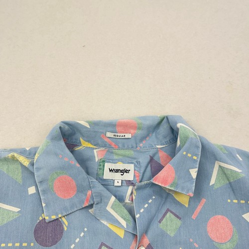 Wrangler kurzärmliges Resorthemd mit Knopfleiste Herren Größe Large blau Regular - Bild 6 von 13