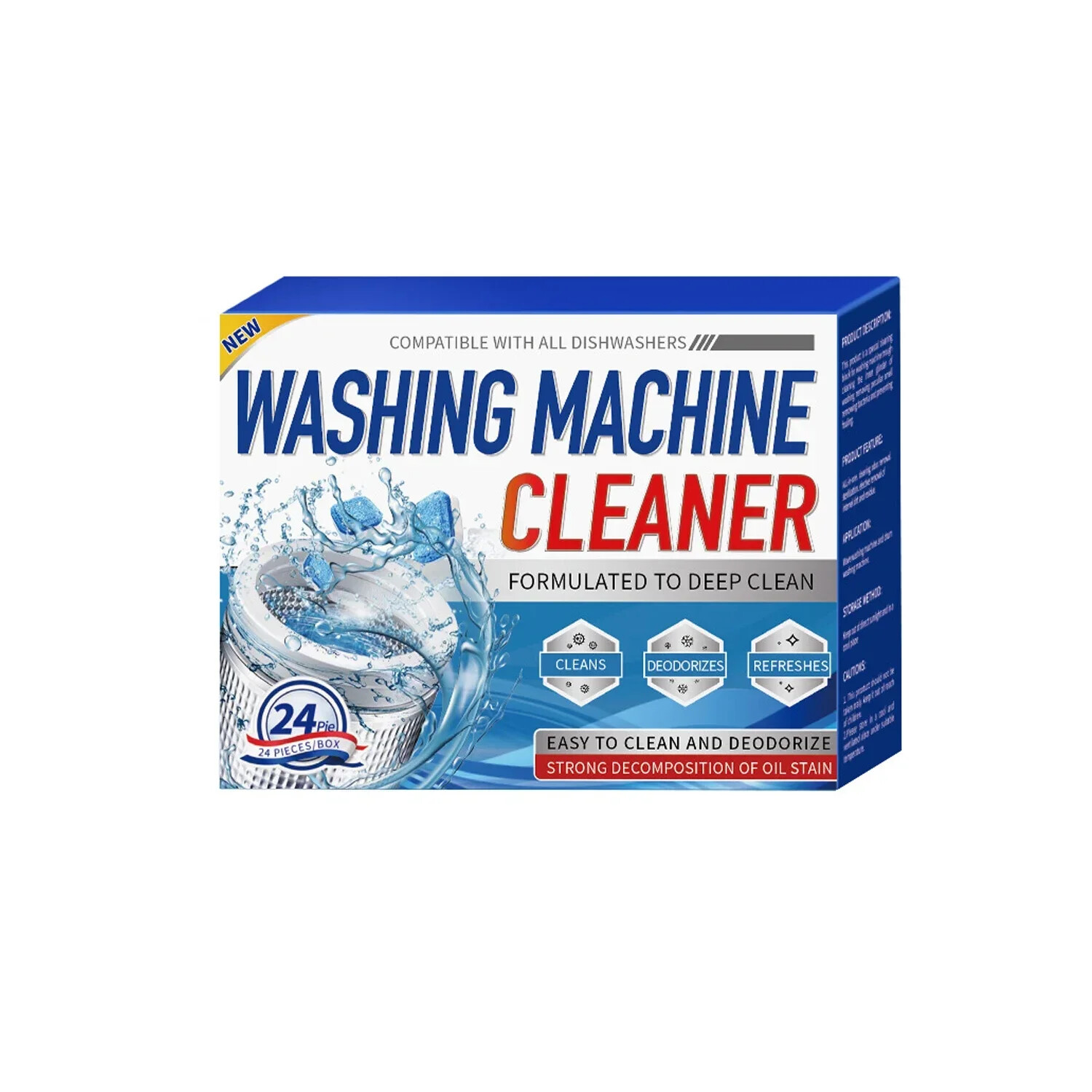 12/24pc Washing Machine Cleaner Descaler Tablets - Deep Clean Washer