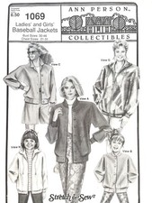 Stretch&Sew Ladies/Girls' Baseball Jackets Pattern 1069 Bust 30-46/21-31 UNCUT