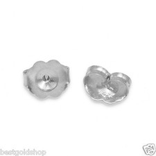 Heavy Duty Push Back Butterfly Earring Backs Real Solid 14K White Gold ONE Pair