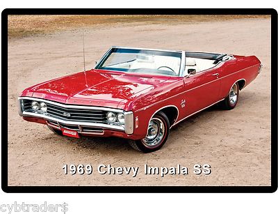 1969 Chevrolet Impala SS  Auto Refrigerator / Tool Box Magnet Gift Card Insert