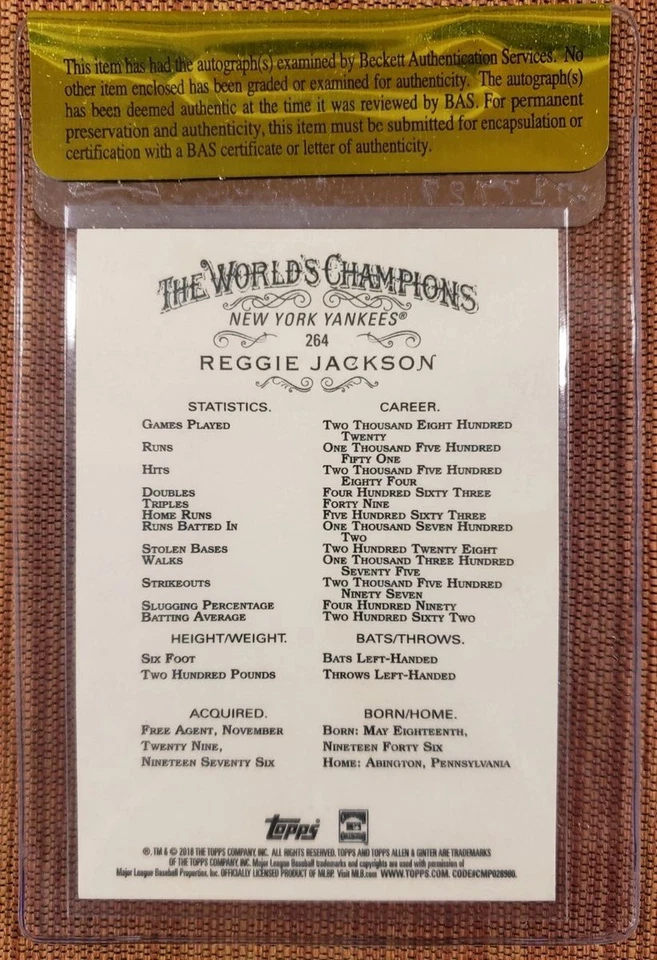 2018 Topps Allen and Ginter #264 Reggie Jackson Autographed Baseball Card BAS - Image 4 of 4