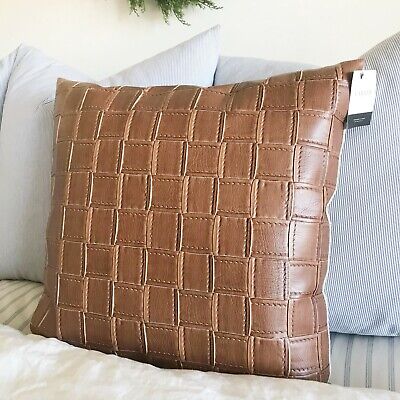 Canaan Company Large Basket Weave Vegan, Large Leather Pillows
