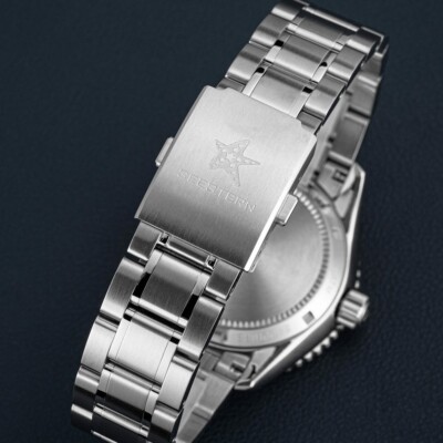 S456.BW Seestern GMT Fashion Orologio meccanico meccanico automatico da uomo in acciaio gabbiano 1963, Argento, 41mm