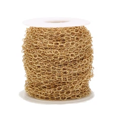 3 meters Textured Oval Rolo Cable Link Chain Gold Accessories for DIY Necklaces 