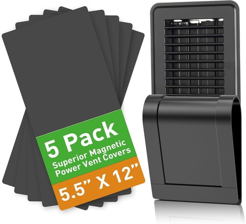 Magnetic Vent Covers for Home Floor, Wall 5.5x12 5 Pack, Black