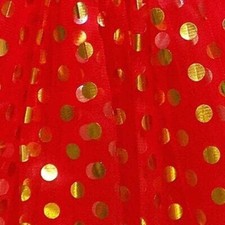 Red Gold Polka Dot Tutu Skirt Costume Tulle Skirt for Girls, Women Plus Si
