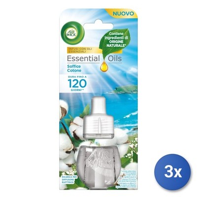 3x Air Wick Nachfüllstecker 19 ml. Soft Cotton Deodorant Made In Italy