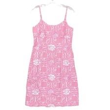 Vintage 90s Lilly Pulitzer Pink Rose Floral Dress Sz 8