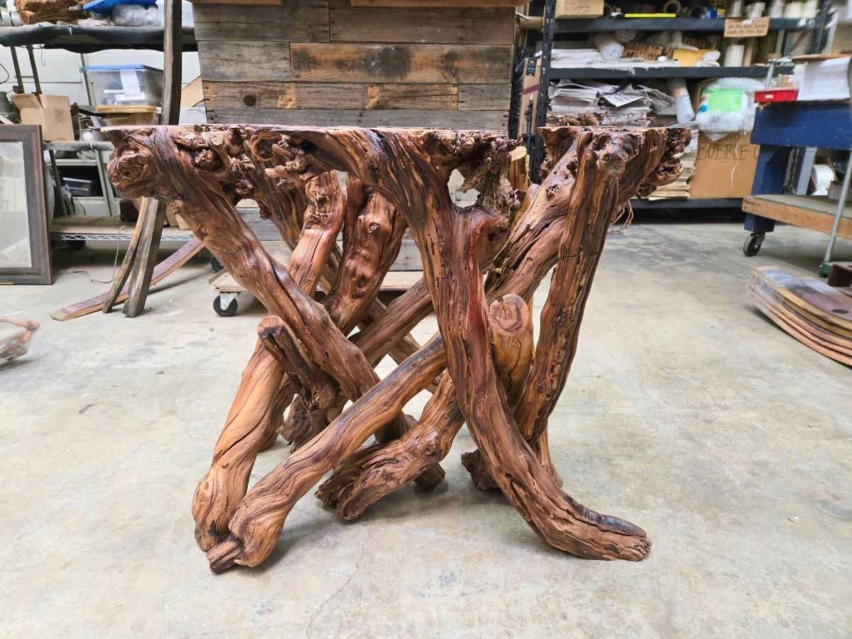 Grapevine Dining Table made from retired Silver Oak Cab Vines