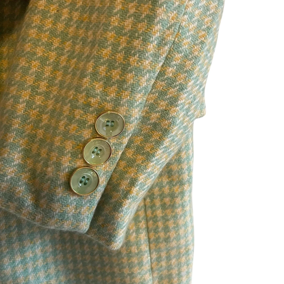 Blazer Escada Cashmere Tweed Pata de Gallo Verde Claro Pico Solapa Zegna Talla 34 XS Foto 3 de 4