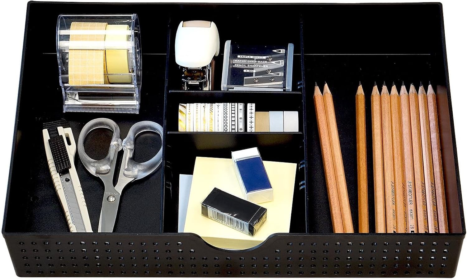 Amtido Desk Drawer Organiser Tray 3 Compartments with 2 Adjustable Dividers