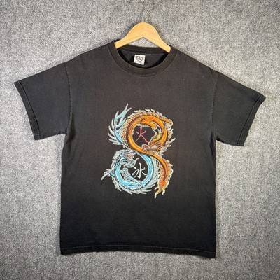 Vintage Dragon Shirt Mens Medium Black 90s Surf Skate JNCO Stussy Cartoon Grunge