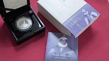 "British Monarchs King James I" 2 oz 999 Silver Proof Coin The Royal Mint 2022