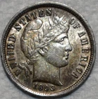 About Uncirculated 1893-P Barber Dime, Richly Hued w/ Strong Mint Luster!