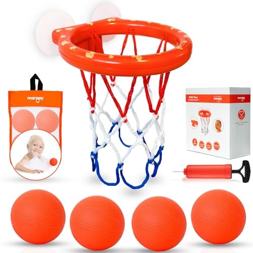 Bath Toys, Bathtub Basketball Hoop for Toddlers Kids, Boys and Girls with 4 - Picture 2 of 8
