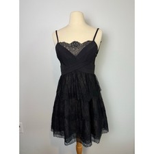 BCBG MAX AZRIA Little Black Lace Dress, Size Medium, Tiered 