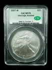 2007 W BURNISHED S$1 American Silver Eagle CAC MS70 #7430