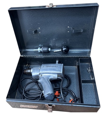 #ad Vintage Powr Kraft Montgomery Ward 3 8” Electric Drill TPC 9207A w Metal Case $49.98