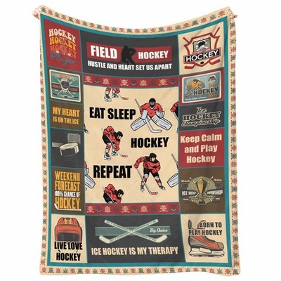 Ice Hockey Blanket 60x50 Soft Flannel Throw, Sports Collage, Cozy Room Decor ...
