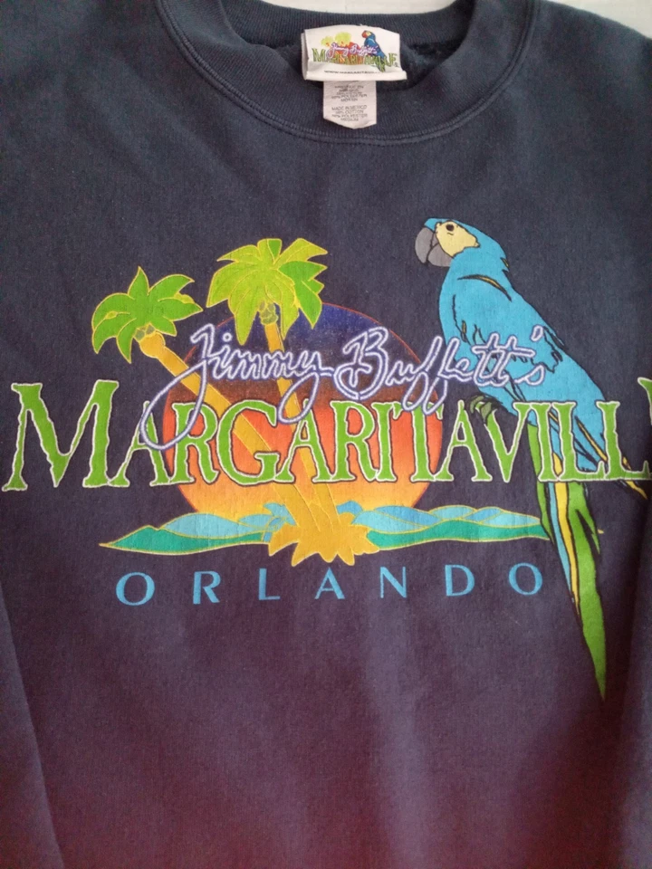 Jimmy Buffett's Margaritaville Orlando Sweatshirt Size Medium Grey/Blue Vtg - Image 2 of 4