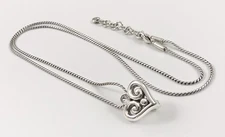 Brighton Alcazar Heart Silver Crystal Badge Clip Lanyard Necklace. #1039