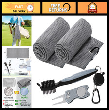 Golf Towel and Brush Set - 16"x24" Microfiber Towels, Carabiner Clip, Cleaning K
