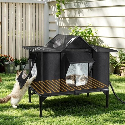 Heated Cat House for Outside, Extra Large Size Insulated Weatherproof Outdoor Ca