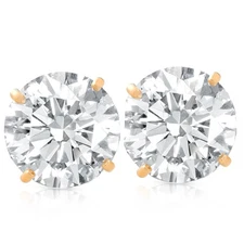 VS 2 1/2 Ct TW (7mm) Round Moissanite Studs 14k Yellow Gold