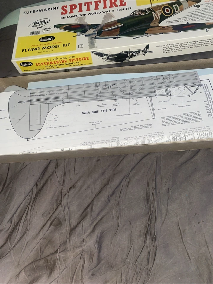 27-5/8" SUPERMARINE SPITFIRE WW2 Fighter Balsa Model Airplane Kit Guillow's 403 - Image 2 of 4