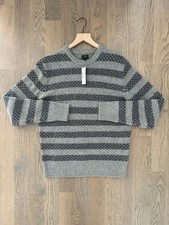 NWT J. Crew Men's Striped Lambswool Sweater in Heather Grey and Navy Medium