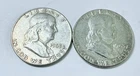 FRANKLIN SILVER HALF DOLLARS LOT OF 2 - 90% SILVER COIN FREE SHIPPING #8997