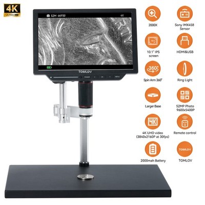 TM4K Max 4K Digital Microscope 10.1'' Electronics Repair Microscope Coin Microsco