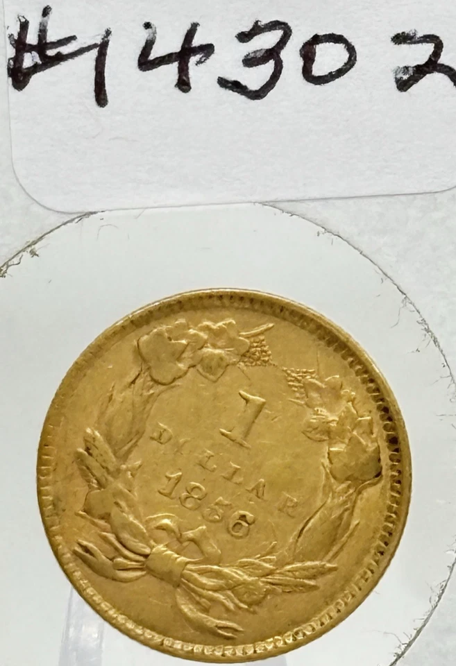 1856 $1 Large Indian Head Gold Dollar  #14302 - Image 3 of 3