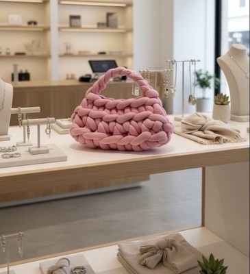 Handgestrickte Tasche   Soft Pink Edition 