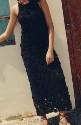 ZARA HÄKEL STRICK KLEID SONDEREDITION SCHWARZ NEU SS23 GR. XS-S REF. 3653/009