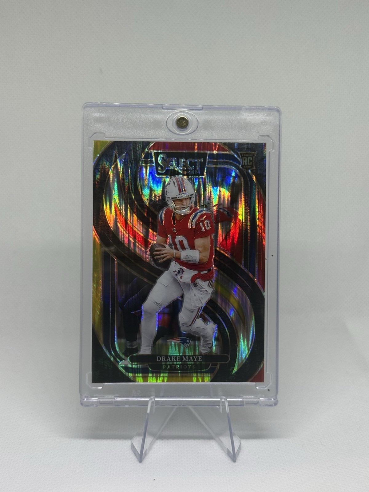 2024 Panini Select - Premier Level Drake Maye #113 Red & Yellow Shock Prizm (RC)