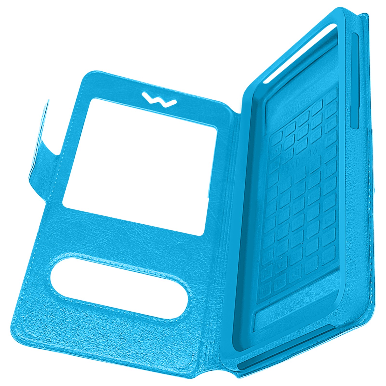 Housse turquoise taille M avec support vidéo et double fenêtre de lecture