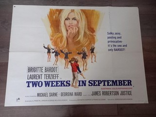 TWO WEEKS IN SEPTEMBER 1967 BRITISH QUAD POSTER BRIGITTE BARDOT LAURENT TERZIEFF