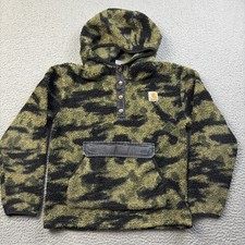 Carhartt Jacket Boys Youth Medium 10-12 Camouflage Sherpa 1/2 Snap Pullover