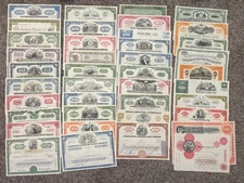 Lot of 40 Different Stock Certificates Various Industries Railroad Oil