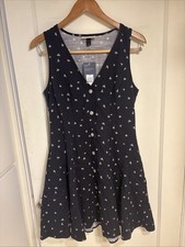 NWT Universal Thread Women's Navy Blue Button-Front Mini A-Line Dress Small S