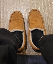 Men s Moccasins House Slippers Indoor Outdoor Plush Bedroom Shoes Hard Sole