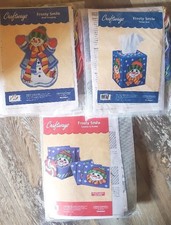 Craftways Plastic Canvas Kit Lot FROSTY SMILE Tissue Box/Coasters/Wallhanging