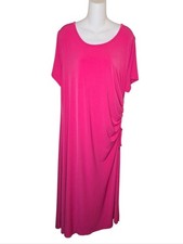 Lane Bryant Pink Ruched Maxi Dress, Size 18/20, Short Sleeve, Stretch Jersey