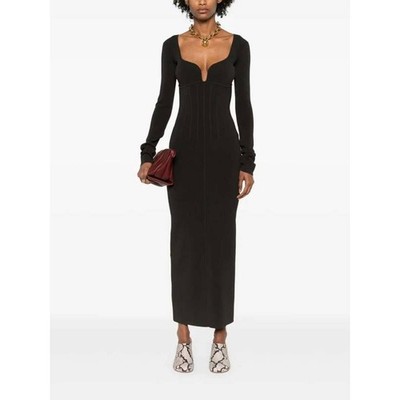 Nanushka Jerica Bodycon Maxi Dress in Anthracite M