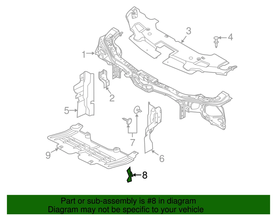 2011-2014 Ford Mustang Air Deflector - Right Radiator Foto 3 de 4