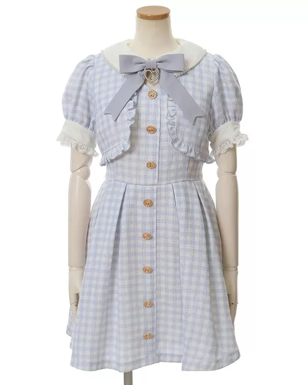 Lizlisa Tweed Setup Style Dress LIZ LISA Japan Import Blue Gingham