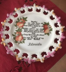 MOTHER Ceramic 7 " Plate - Florida with white gold purple - VINTAGE